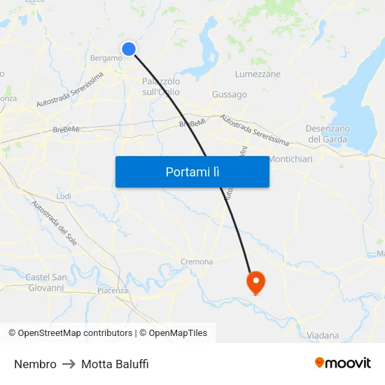 Nembro to Motta Baluffi map