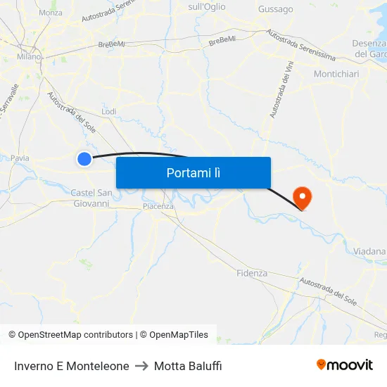 Inverno E Monteleone to Motta Baluffi map