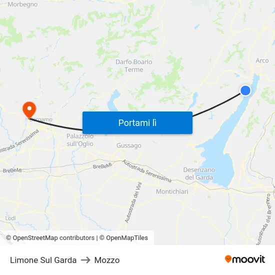 Limone Sul Garda to Mozzo map