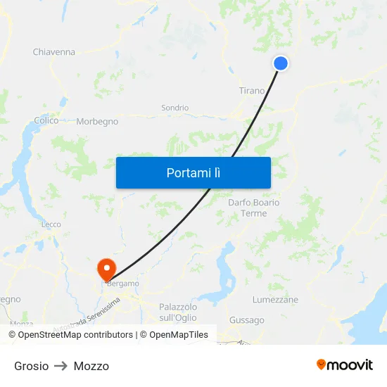 Grosio to Mozzo map