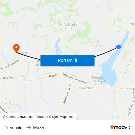 Tremosine to Mozzo map