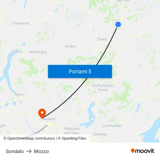 Sondalo to Mozzo map