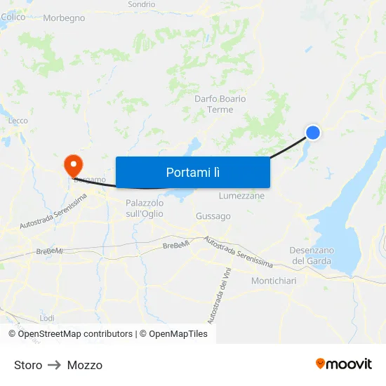 Storo to Mozzo map