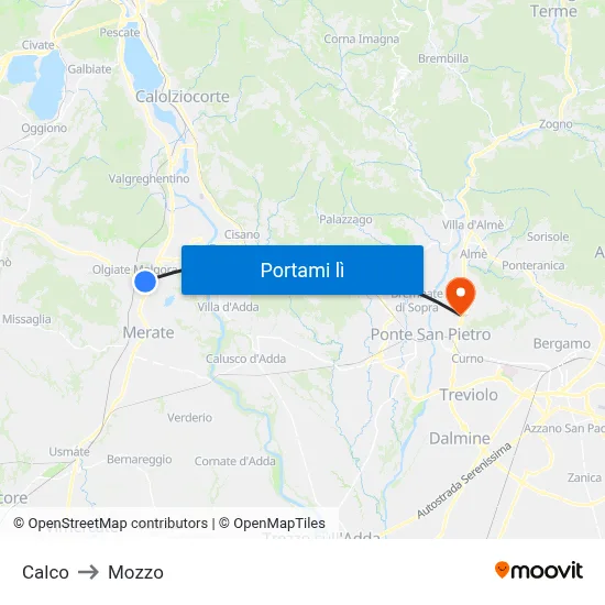 Calco to Mozzo map