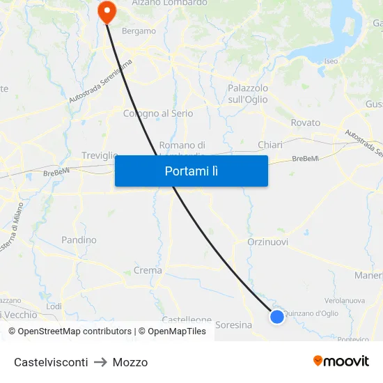 Castelvisconti to Mozzo map