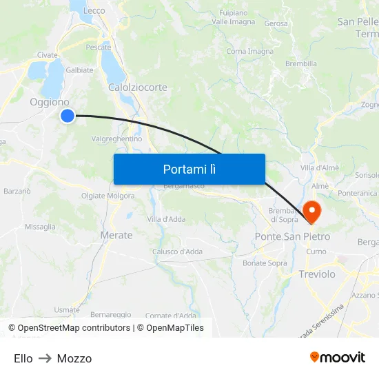 Ello to Mozzo map