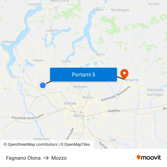 Fagnano Olona to Mozzo map
