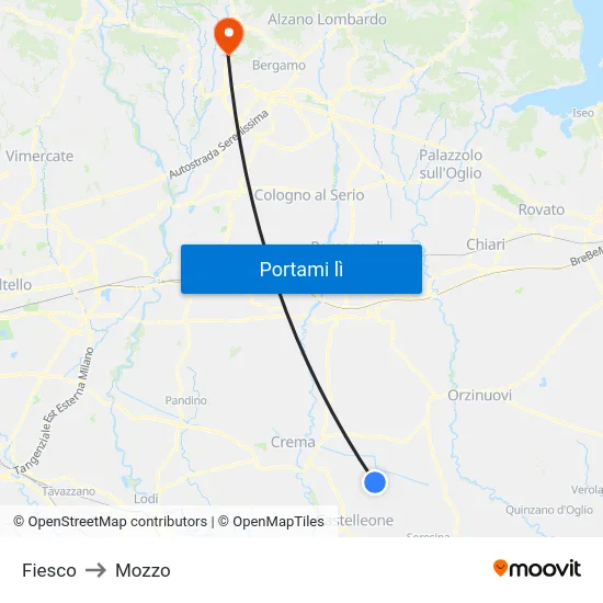 Fiesco to Mozzo map