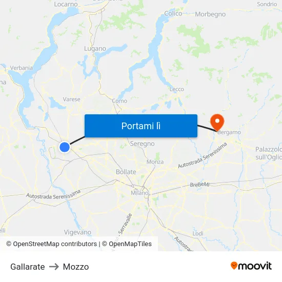 Gallarate to Mozzo map