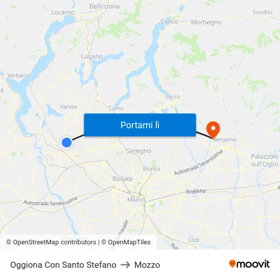 Oggiona Con Santo Stefano to Mozzo map