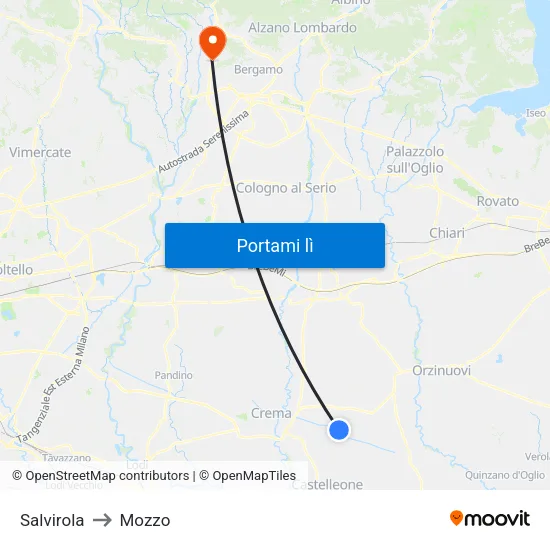 Salvirola to Mozzo map