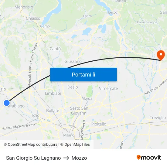 San Giorgio Su Legnano to Mozzo map