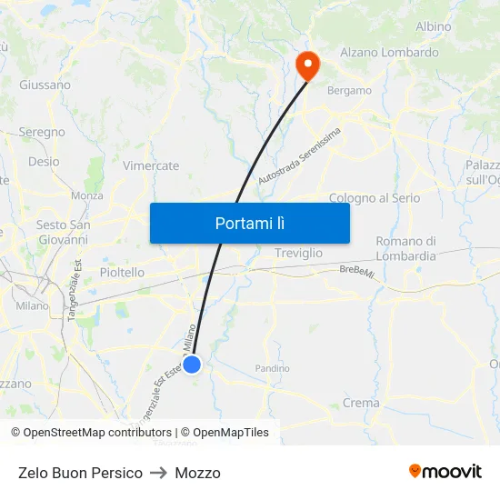 Zelo Buon Persico to Mozzo map