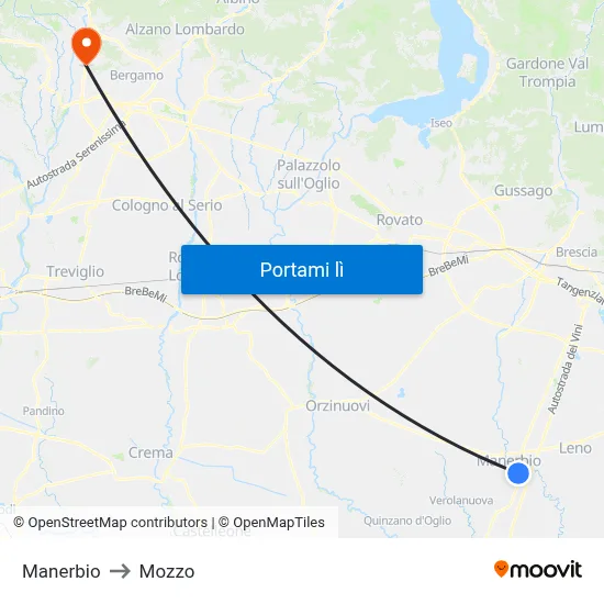 Manerbio to Mozzo map