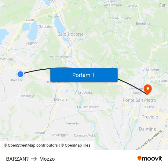 BARZAN? to Mozzo map
