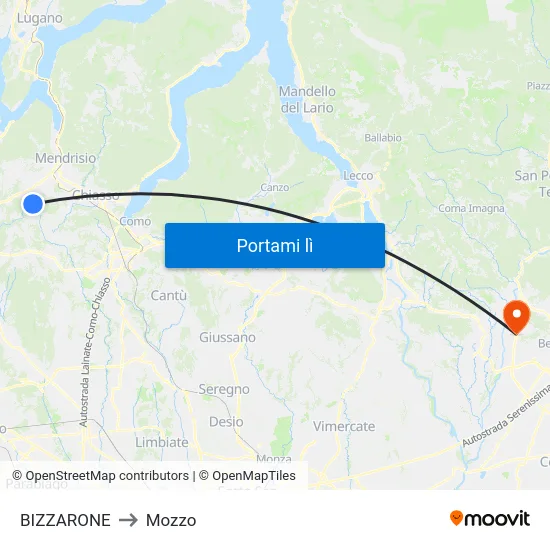 BIZZARONE to Mozzo map