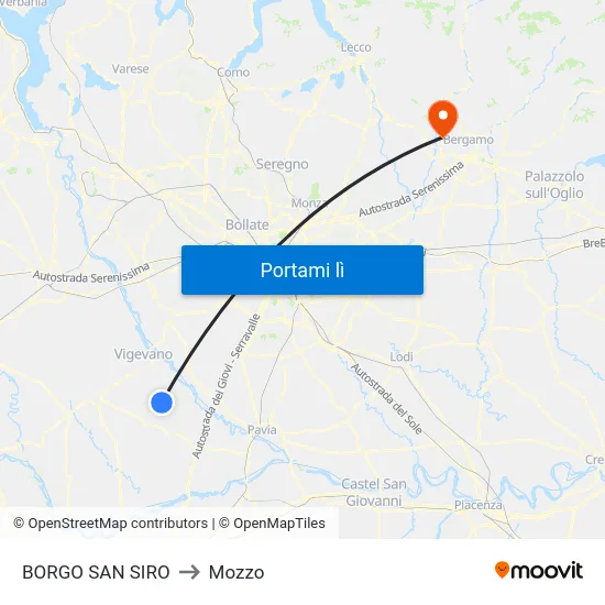 BORGO SAN SIRO to Mozzo map
