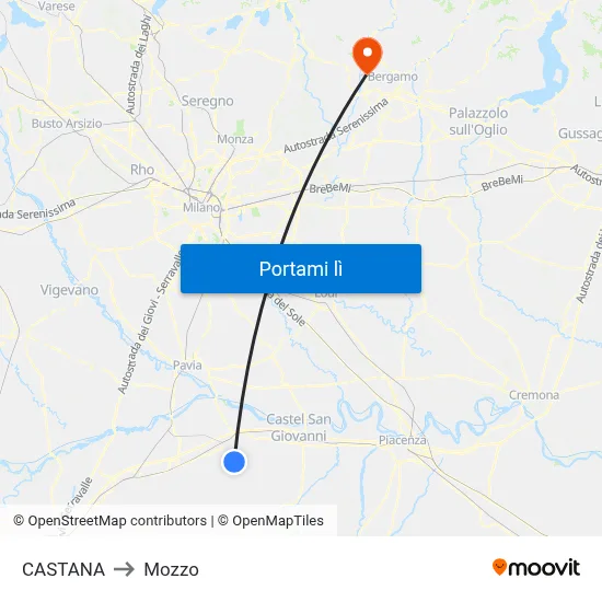 CASTANA to Mozzo map