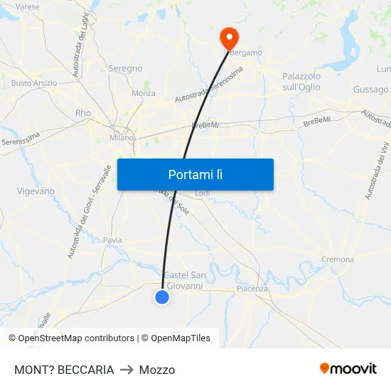 MONT? BECCARIA to Mozzo map