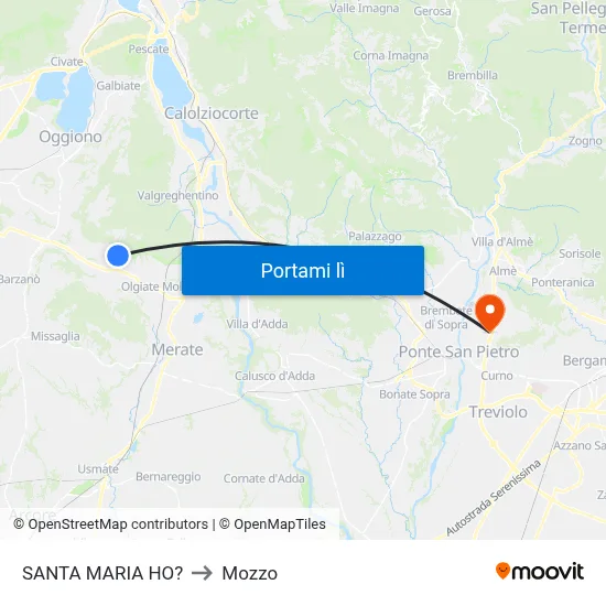 SANTA MARIA HO? to Mozzo map