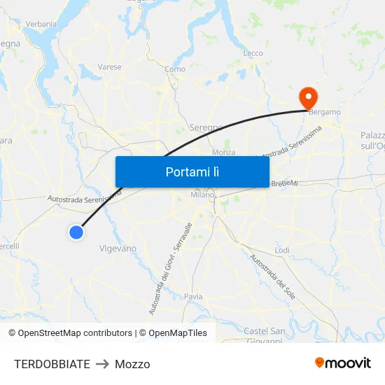 TERDOBBIATE to Mozzo map