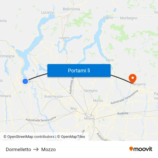 Dormelletto to Mozzo map
