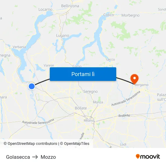 Golasecca to Mozzo map
