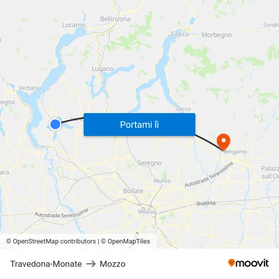 Travedona-Monate to Mozzo map