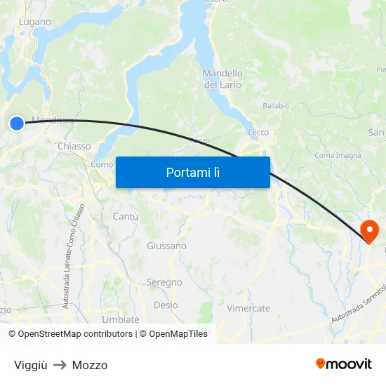 Viggiù to Mozzo map