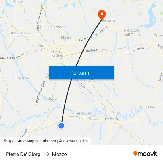Pietra De' Giorgi to Mozzo map