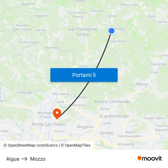 Algua to Mozzo map