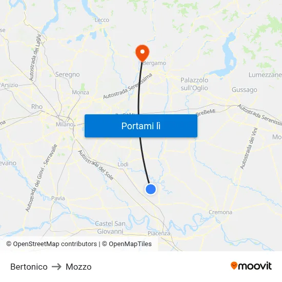 Bertonico to Mozzo map