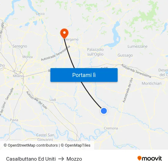 Casalbuttano Ed Uniti to Mozzo map