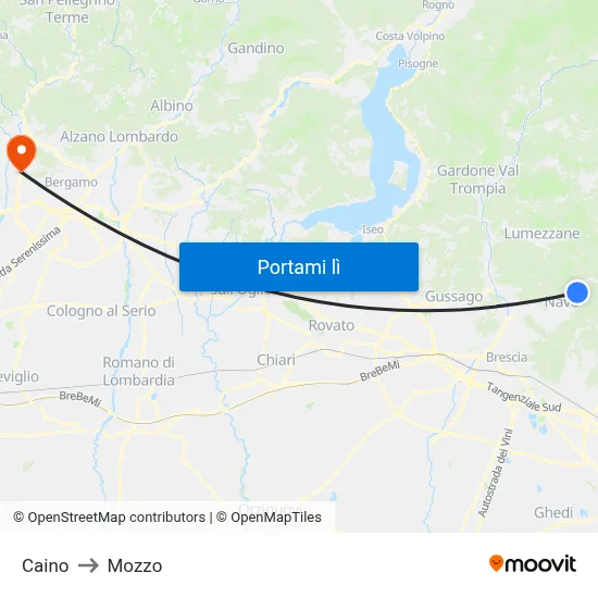 Caino to Mozzo map