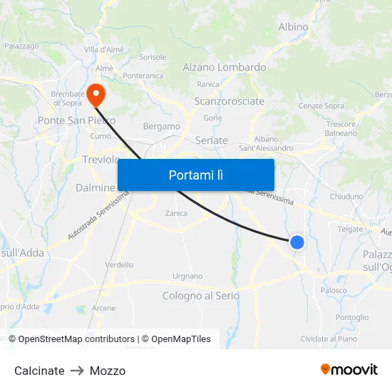 Calcinate to Mozzo map