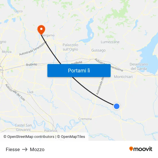 Fiesse to Mozzo map