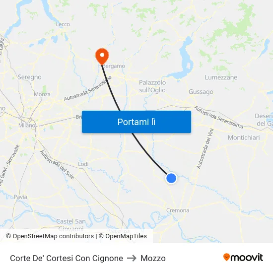 Corte De' Cortesi Con Cignone to Mozzo map