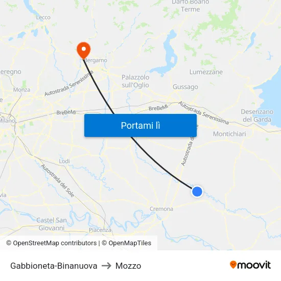 Gabbioneta-Binanuova to Mozzo map