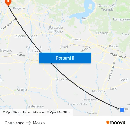 Gottolengo to Mozzo map
