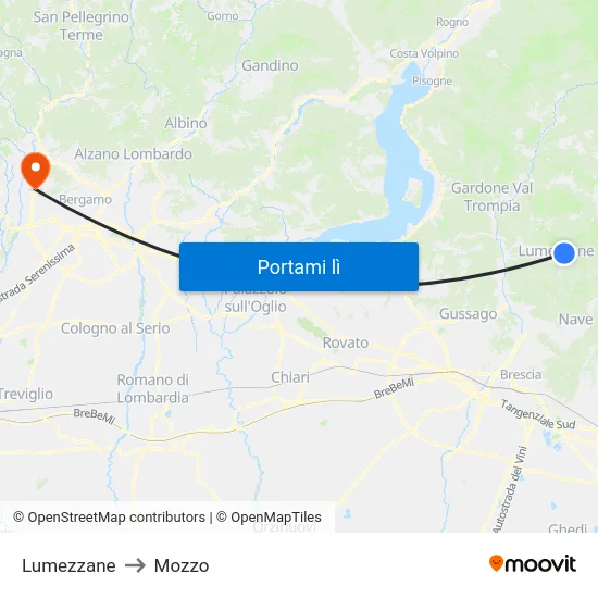 Lumezzane to Mozzo map