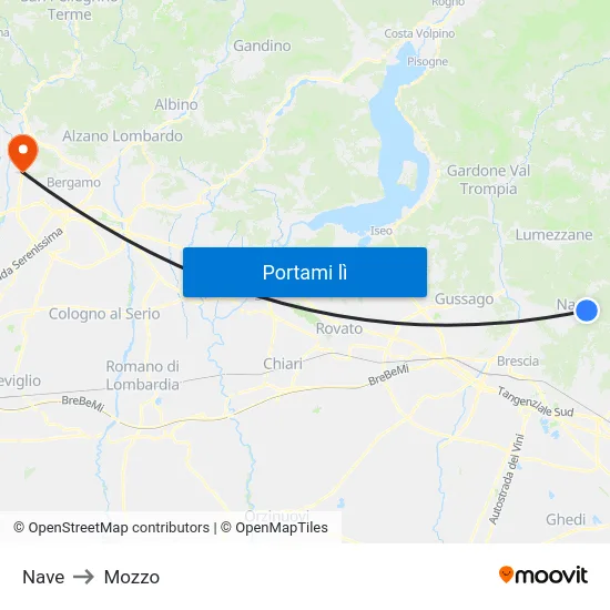 Nave to Mozzo map