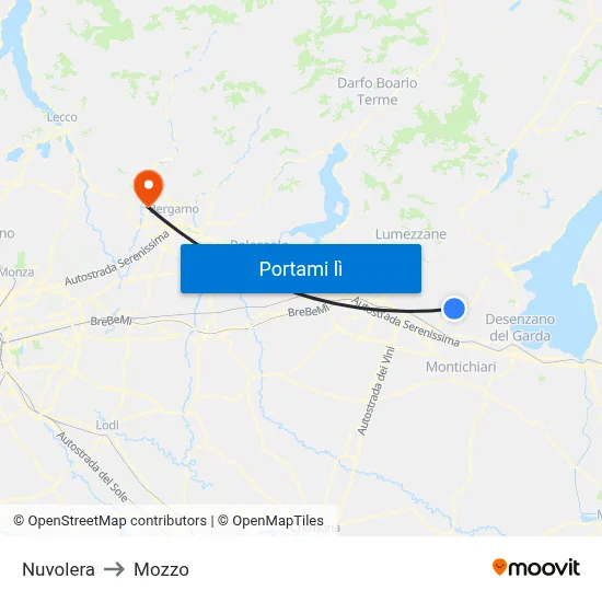 Nuvolera to Mozzo map