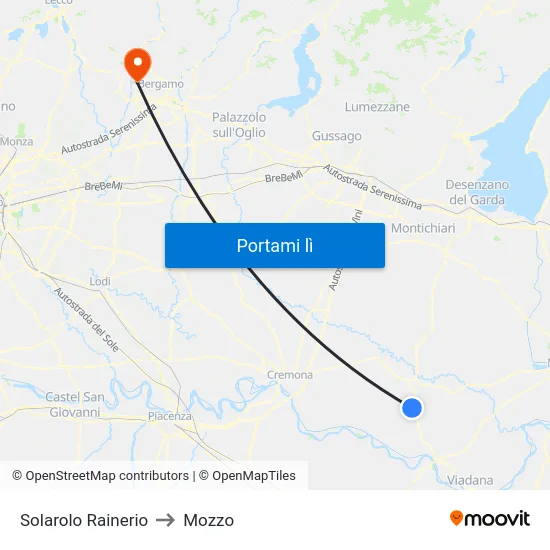 Solarolo Rainerio to Mozzo map