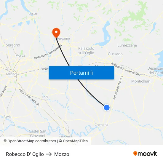 Robecco D' Oglio to Mozzo map