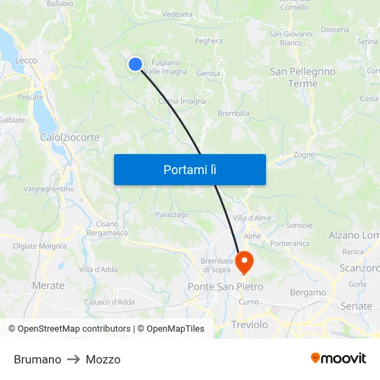 Brumano to Mozzo map