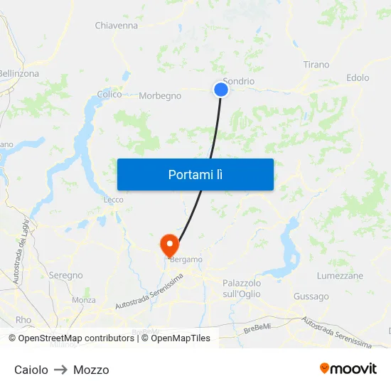 Caiolo to Mozzo map