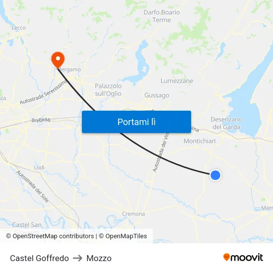 Castel Goffredo to Mozzo map