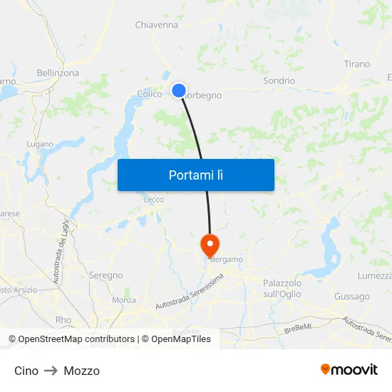 Cino to Mozzo map