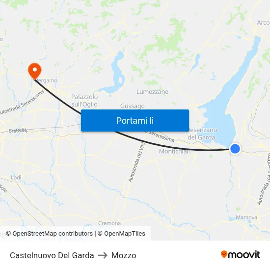 Castelnuovo Del Garda to Mozzo map