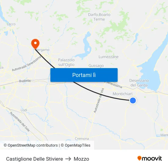 Castiglione Delle Stiviere to Mozzo map